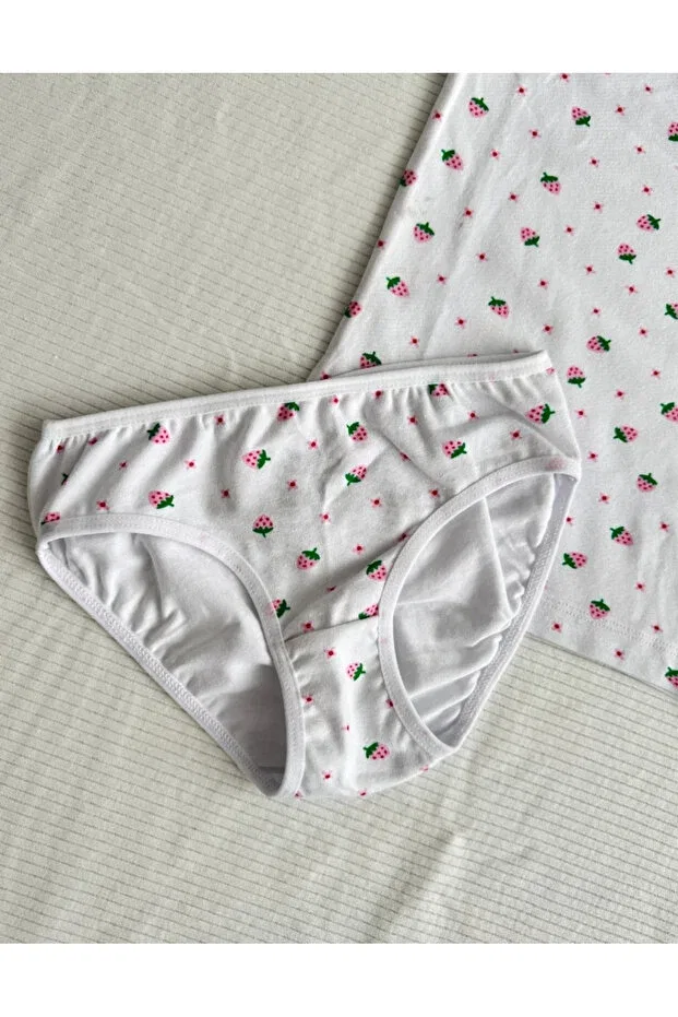 Детский комплект для девочек с принтом Alya Underwear, Strawberry Printed — фото 2