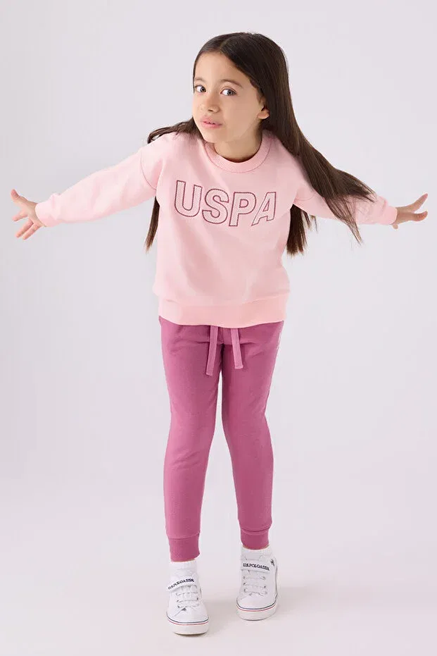 Детский спортивный комплект для девочек с принтом Sportswear U.S. Polo Assn., Pink — фото 3