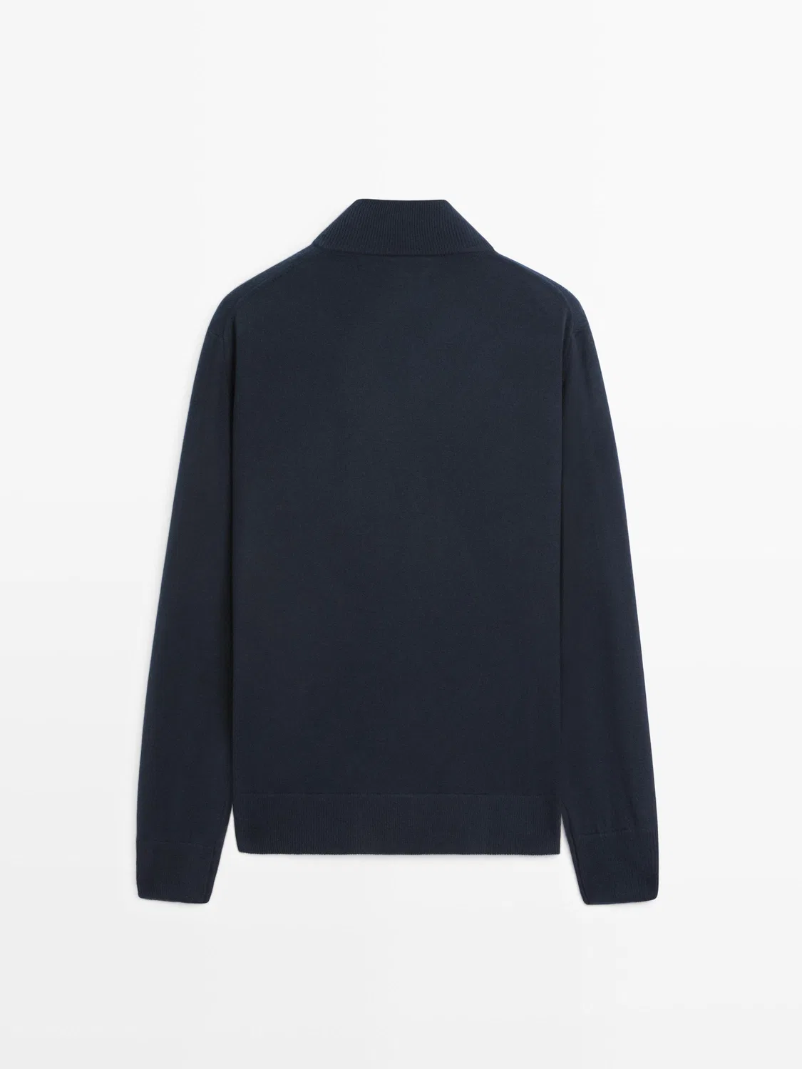 Вязаный кардиган из шерсти на молнии Massimo Dutti, темно-синий — фото 2