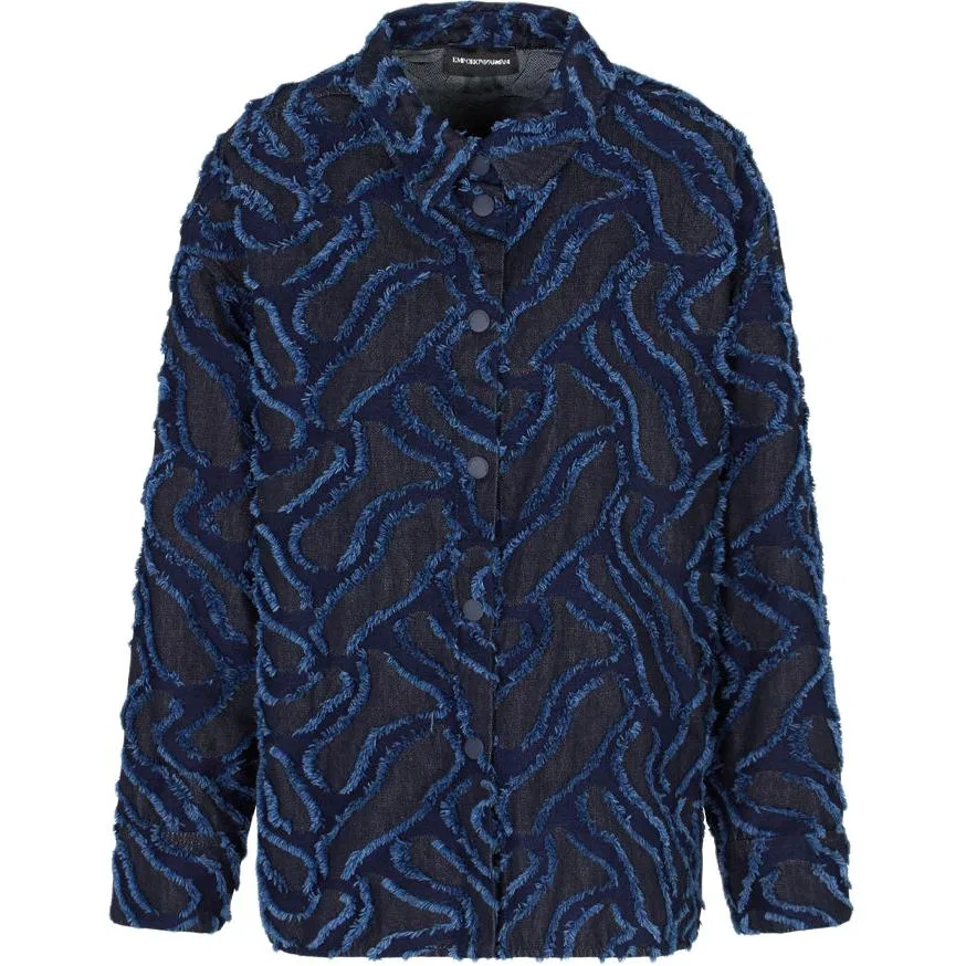 Женская куртка с длинным рукавом, синяя, EMPORIO ARMANI