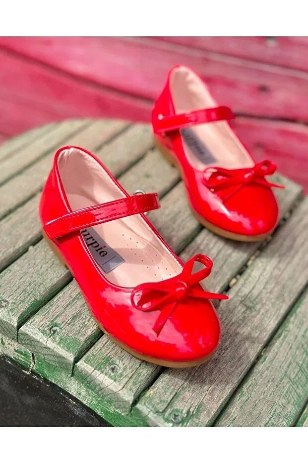 Детские балетки для девочек с бантиком Surpie Shoes, Red — фото 3