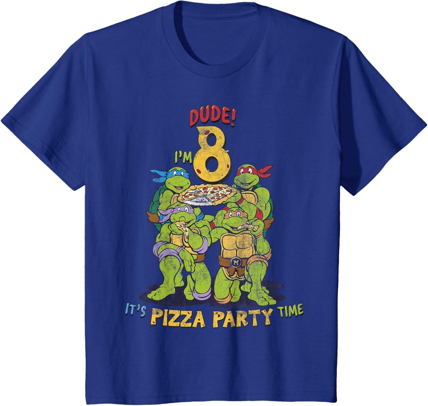 

Футболка для подростков Teenage Mutant Ninja Turtles I'm 8 Dude Pizza Birthday Party, синий