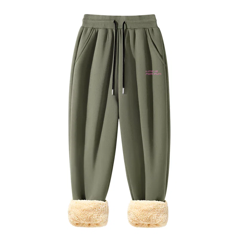 Детские утепленные флисовые штаны B Brush Stroke Fun Pants Logo MINISO, Gray Green