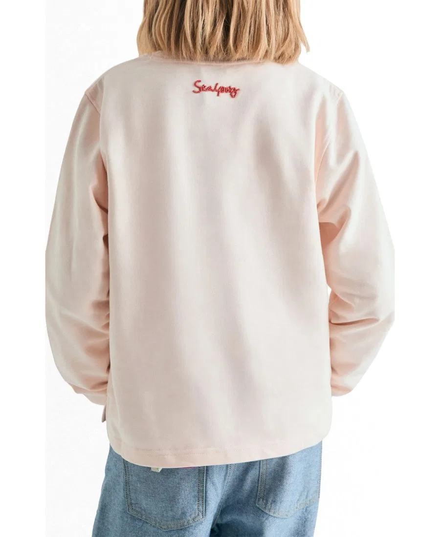 Детский свитшот с вышивкой и контрастной отделкой Scalpers, Light Pink — фото 3