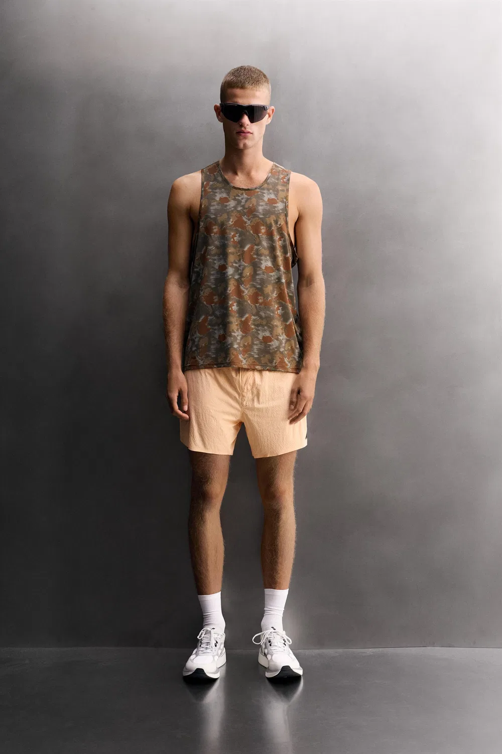 Топ ABSTRACT PRINT RUNNING TANK ZARA, Brown