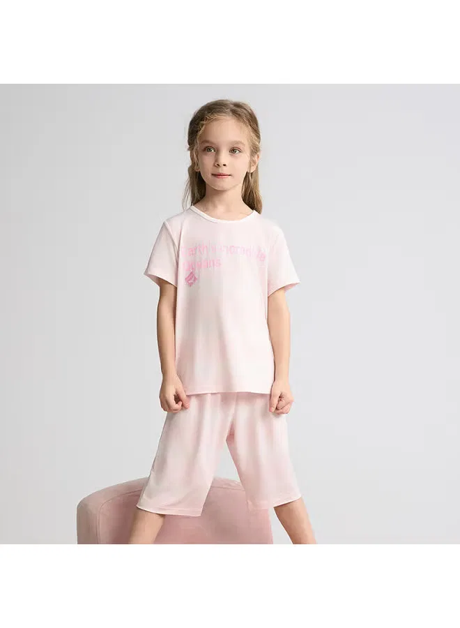 Комплект пижамы с коротким рукавом и бриджами Lanjing Zero Aimer Kids, розовый