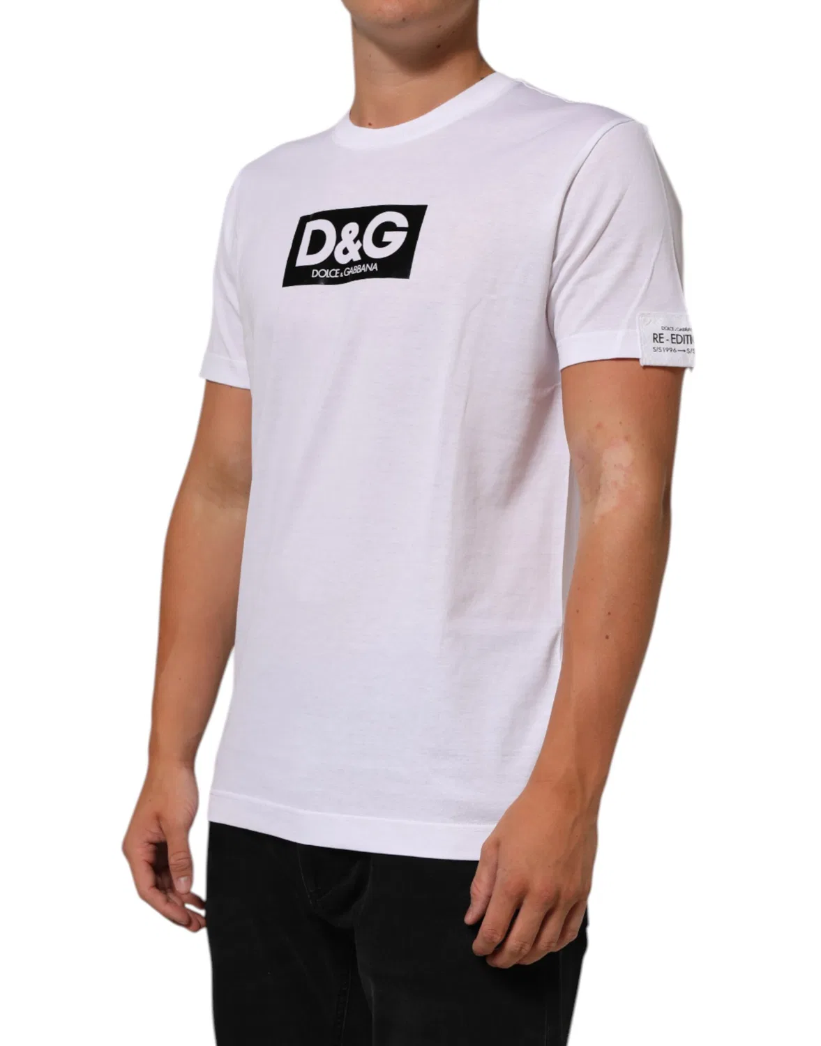 Мужская футболка с принтом логотипа White Logo Print Cotton Crew Neck Dolce & Gabbana, White — фото 3
