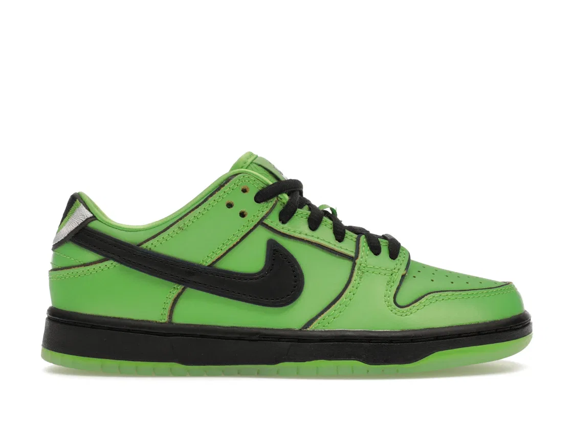 Детские кроссовки с принтом Nike SB Dunk Low The Powerpuff Girls Buttercup (PS) Nike, Mean Green/Black/Lotus Pink