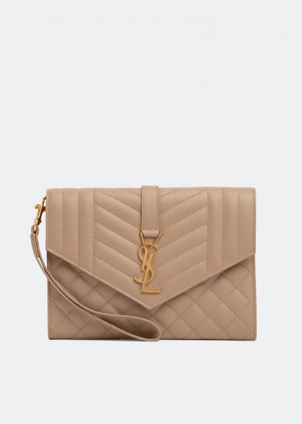 

Клатч SAINT LAURENT Monogram envelope clutch, бежевый