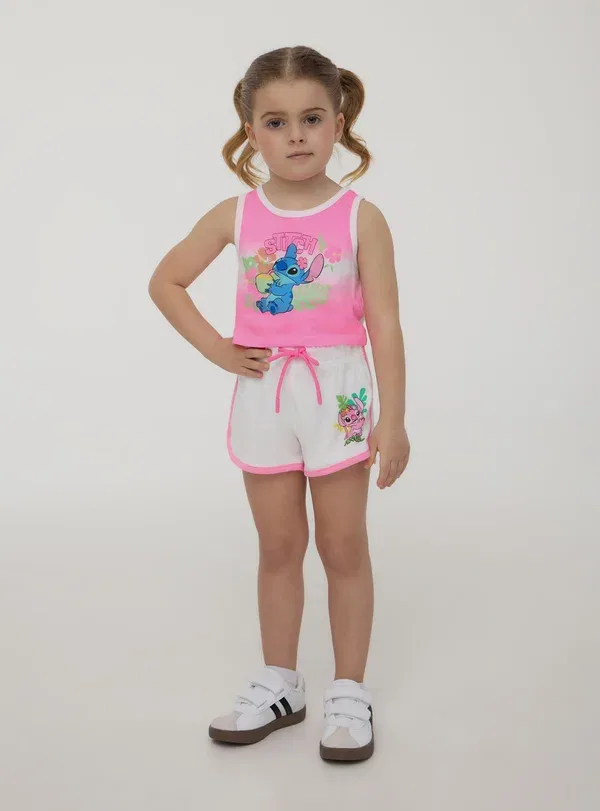 Топ с принтом Stitch printed Terranova, Rosa Barbie Chiaro, светло-розовый