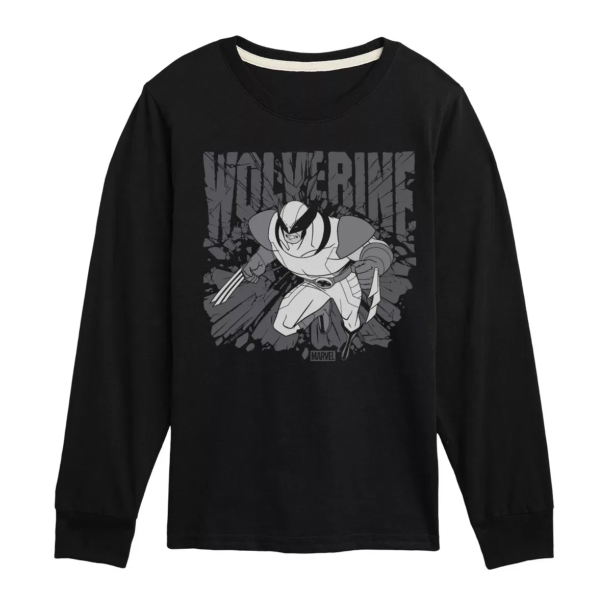Детское футболка с длинным рукавом с принтом Wolverine Gray Toned Comic Marvel, Black