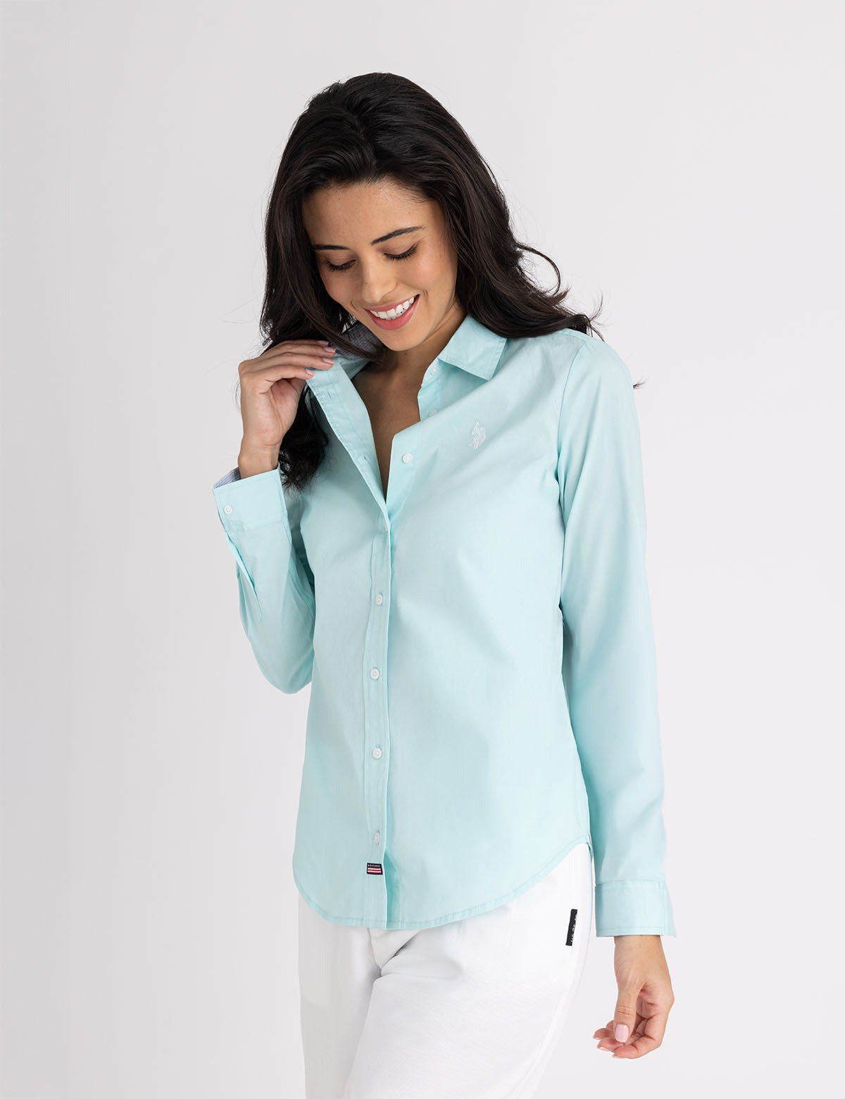 

Рубашка U.S. Polo Assn Solid Stretch Poplin, бирюзовый