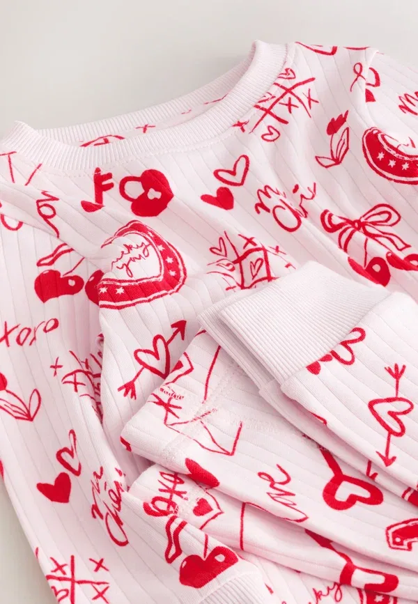 Пижамный комплект хлопок Snuggle Set Next, Red/Pink Valentines, красный/розовый — фото 2