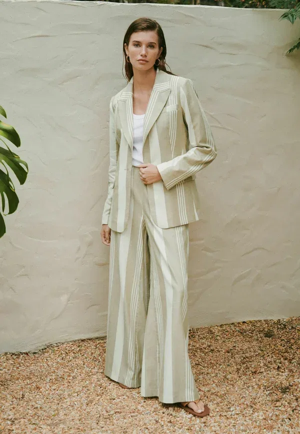 Пиджак хлопковый Tall fit - n. premium stripe single breasted blazer Next, Neutral, нейтральный — фото 2