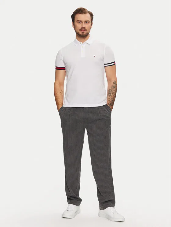 Поло slim fit Flag Cuff Tommy Hilfiger, белый — фото 2
