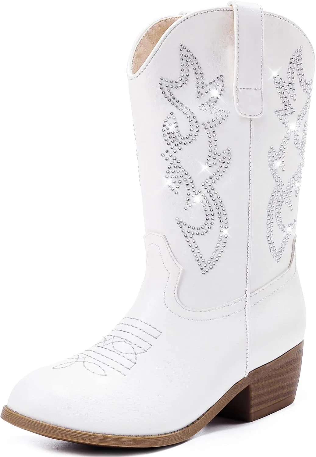 Детские сапоги для девочек с принтом Cowboy Boots for Girls Rhinestone Cowgirl Boots Little Big Kid LAURMOSA, White Rhinestone