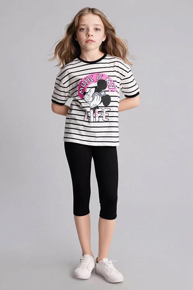 Детская футболка для девочек хлопковая Disney Mickey & Minnie Defacto, Ecru-Er105 — фото 2