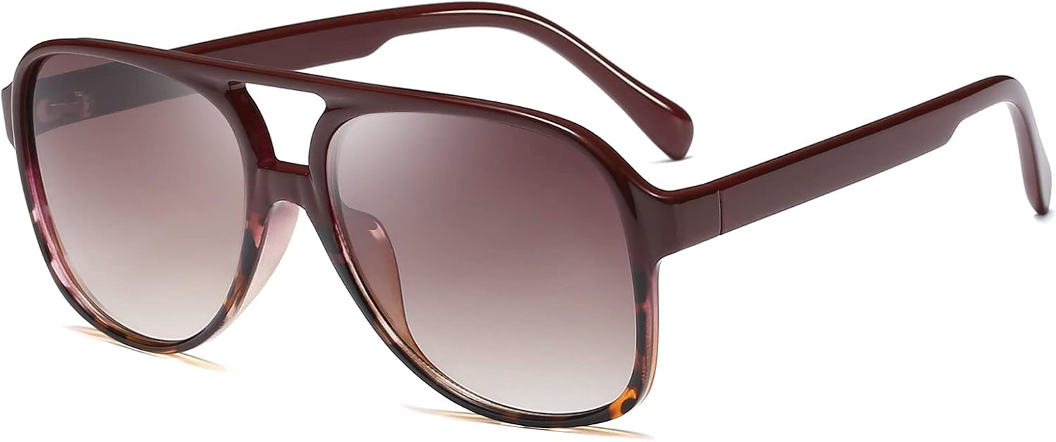 

Солнцезащитные очки Dollger Retro Aviator для женщин и мужчин, классический винтажный стиль, большая квадратная оправа, 70-е и 80-е годы, A9:top Red and Bottom Leopard Print Gradient Gray