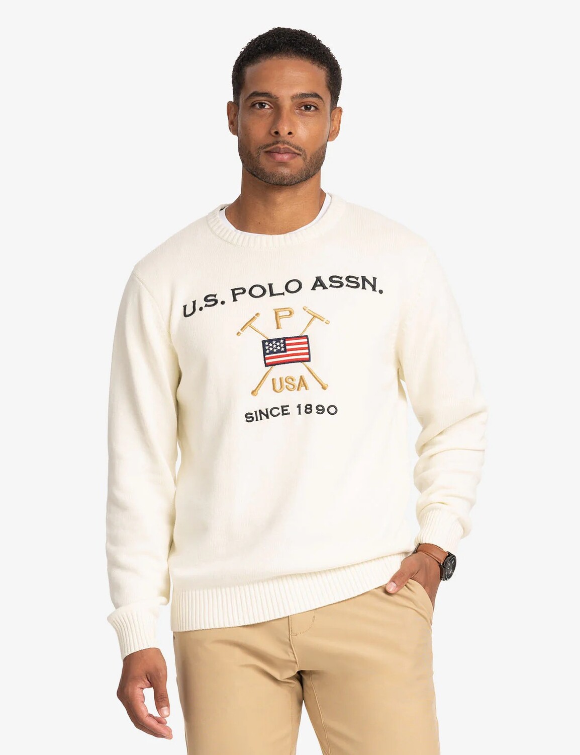 

Свитер U.S. Polo Assn. Uspa Mallet Crew Neck, кремовый