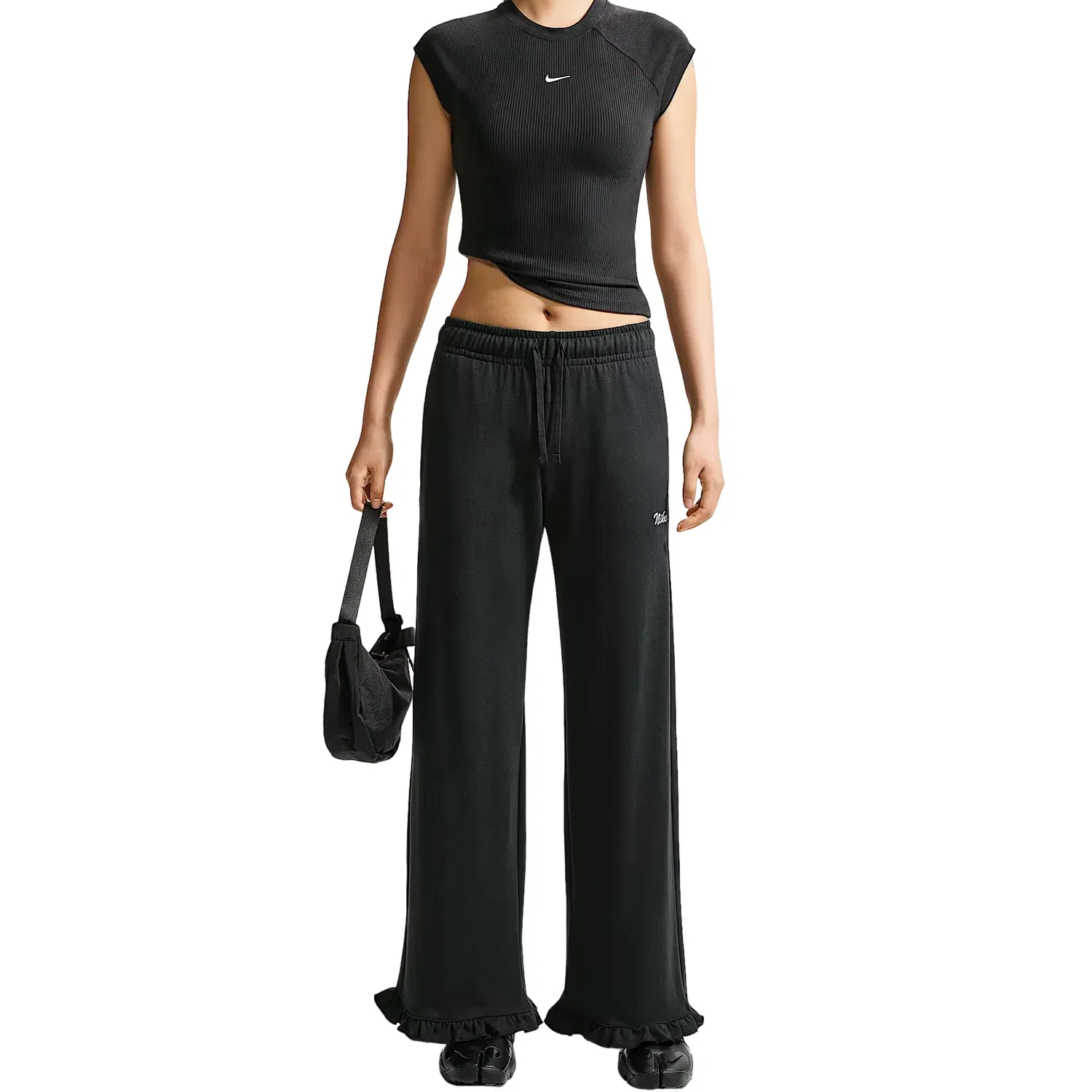 Женские брюки Sportswear Mid-Rise Pants 'Black' Nike, черный — фото 3