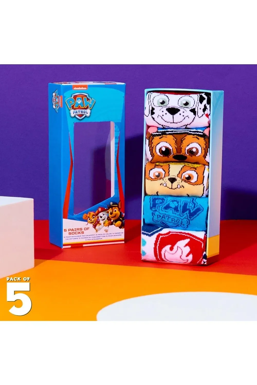 Детские носки с принтом Crew socks pack of 5 Paw Patrol, Multi — фото 2