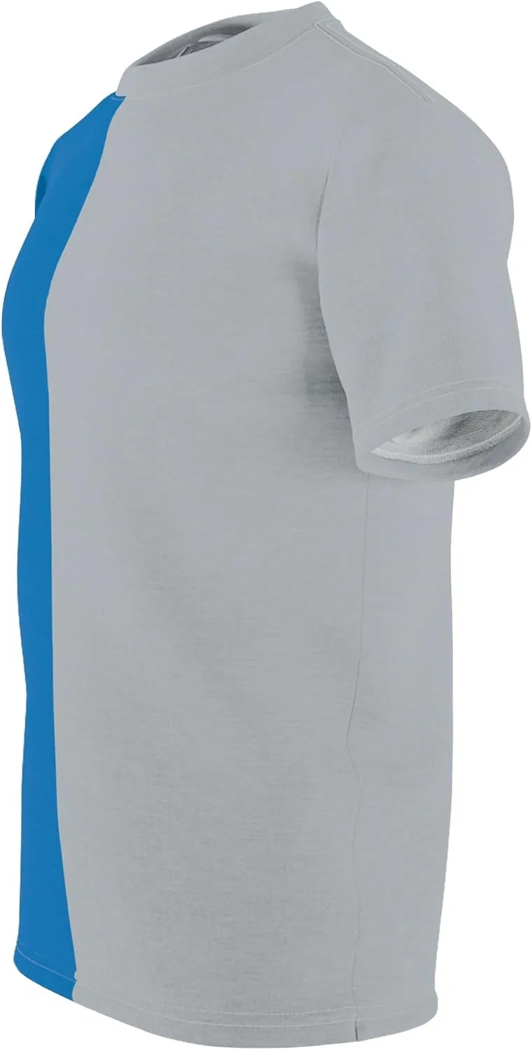Футболка с половиной синего и половиной серебристого, White Stitching — фото 4