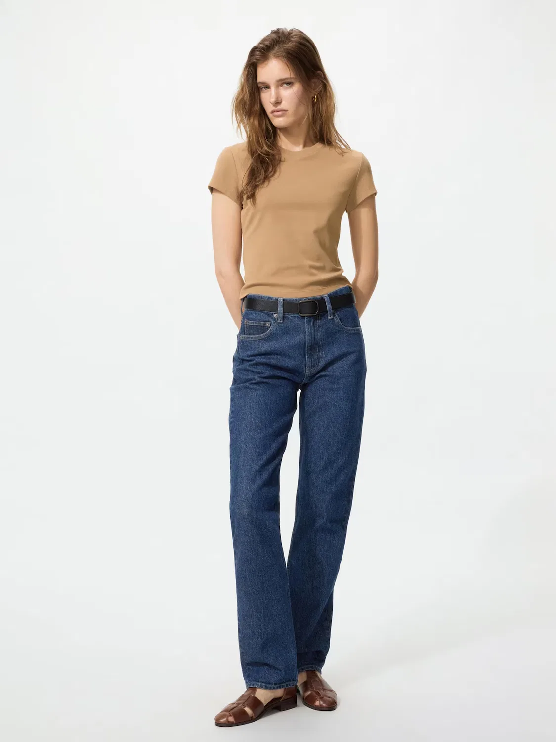 Джинсы Uniqlo, узкие прямые удлиненные, синий
