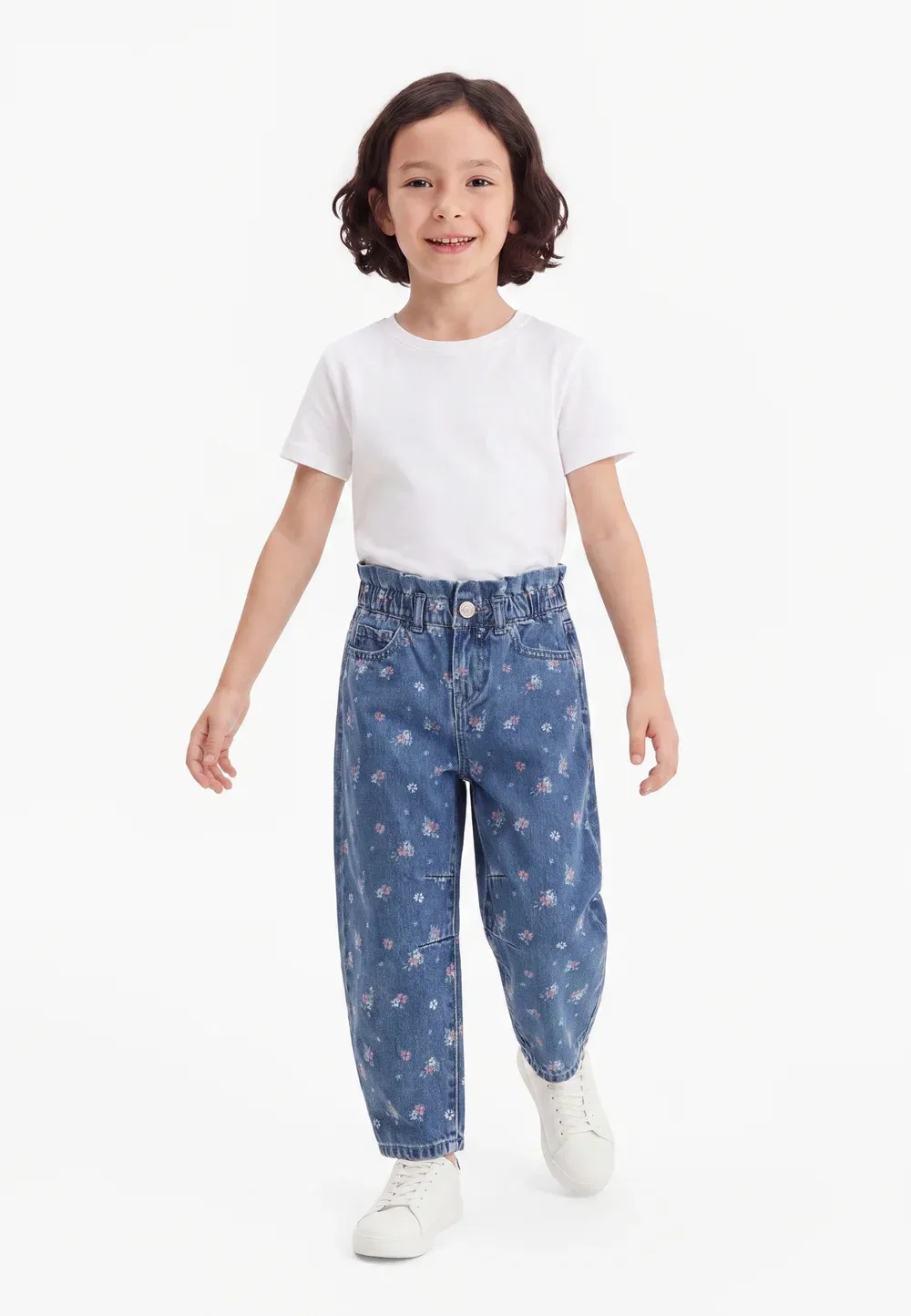 Джинсы свободного кроя с цветочным принтом Gap, Medium Wash
