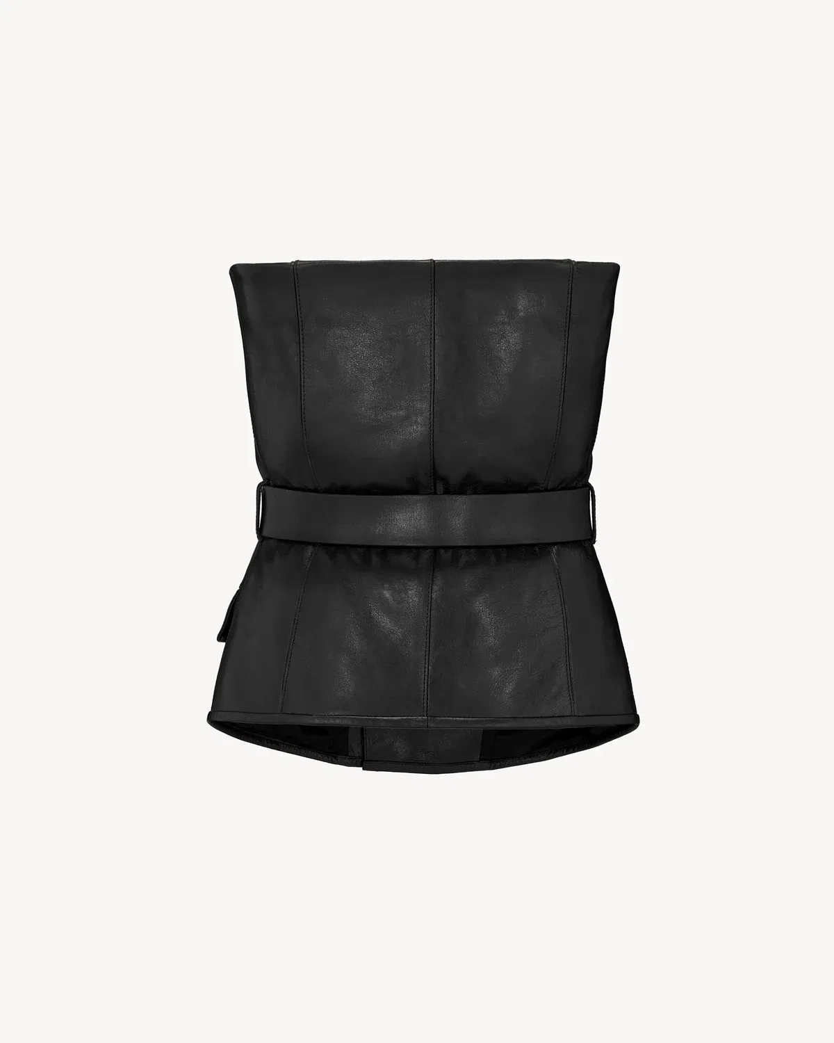 Байкерский бюстье из мятой кожи SAINT LAURENT, черный — фото 3