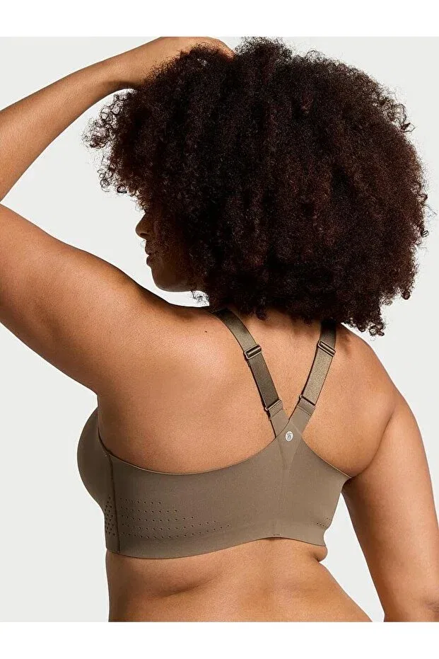 Женский спортивный бюстгальтер с принтом Featherweight Max Front Zipper Sports Bra Victoria'S Secret, Olive Green — фото 2