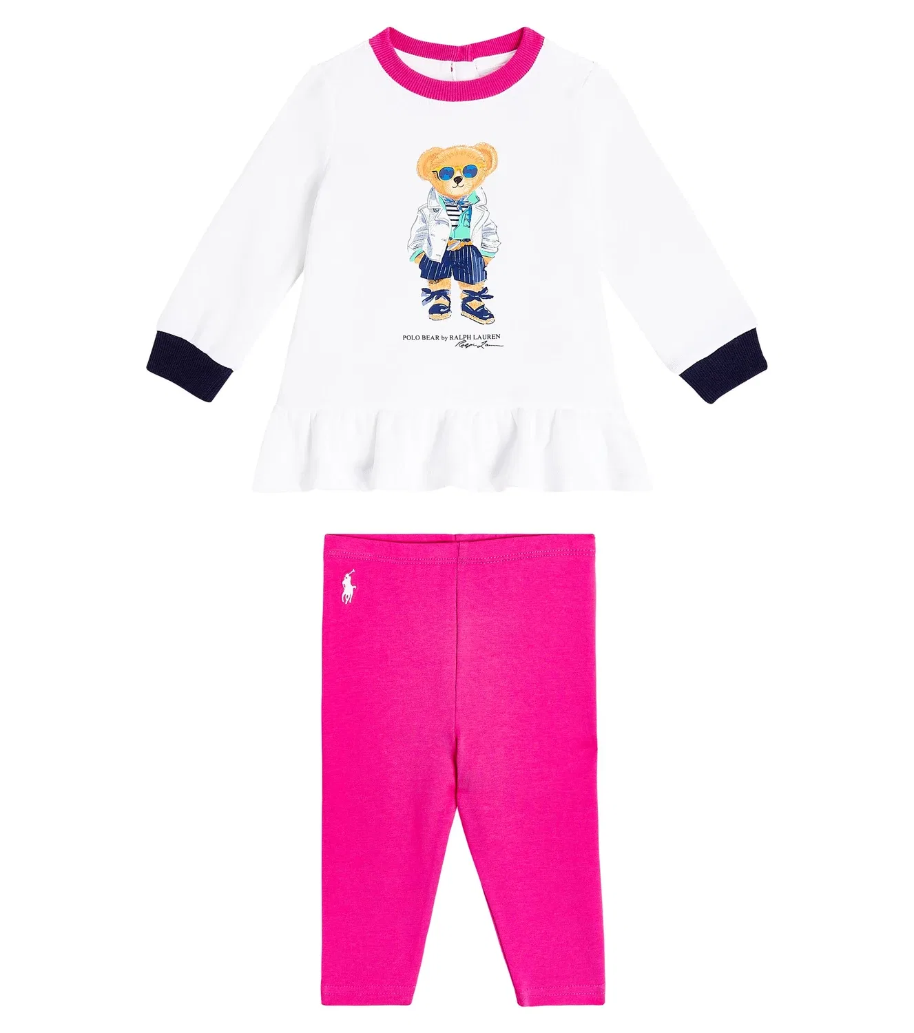Комплект из топа и леггинсов с медведем Поло, Polo Ralph Lauren Kids, розовый