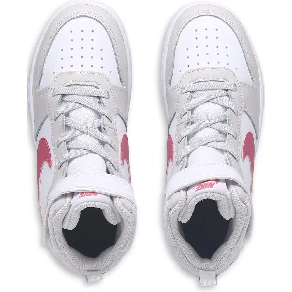 Детские высокие кроссовки Court Borough Mid 2 Nike, White/Peony — фото 4