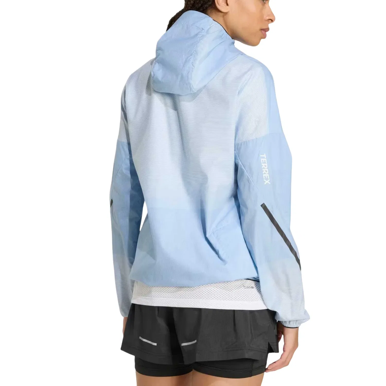 Женская ветровка для бега с ветрозащитой Adidas Terrex Xperior Clima365 Light Windweave Jacket, синий — фото 3