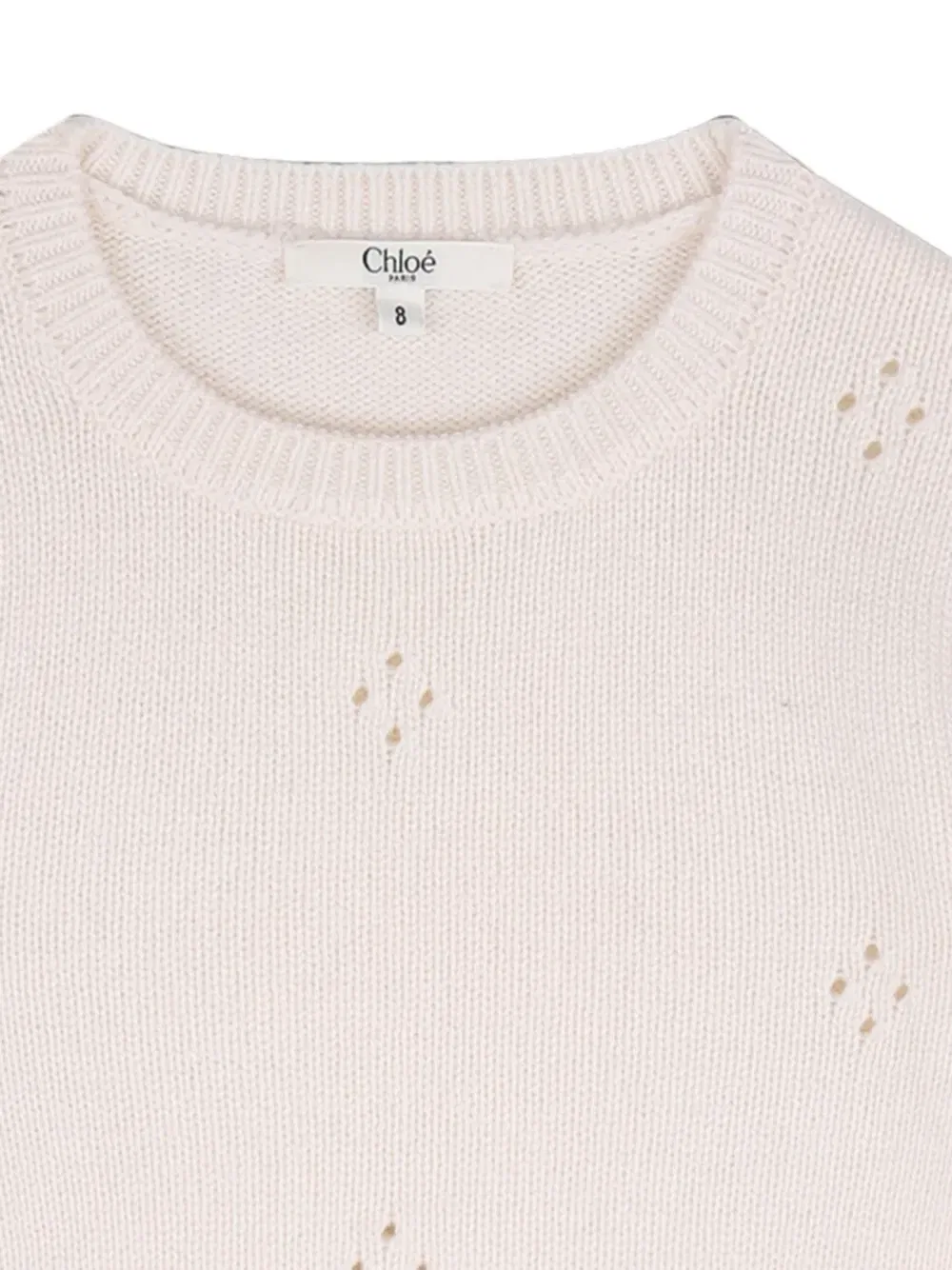 Шерстяной свитер с вышитым логотипом Chloe Kids, бежевый — фото 3