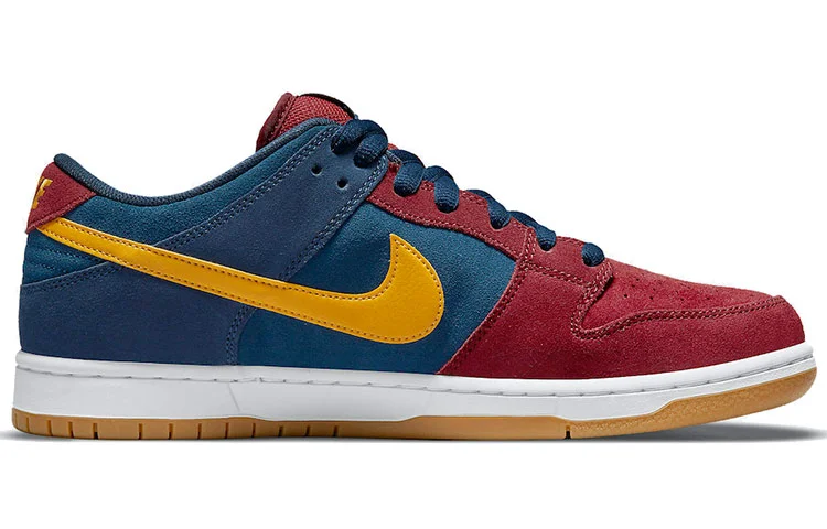 Кроссовки Nike SB Dunk Low, темно-красный/темно-синий/желтый — фото 2