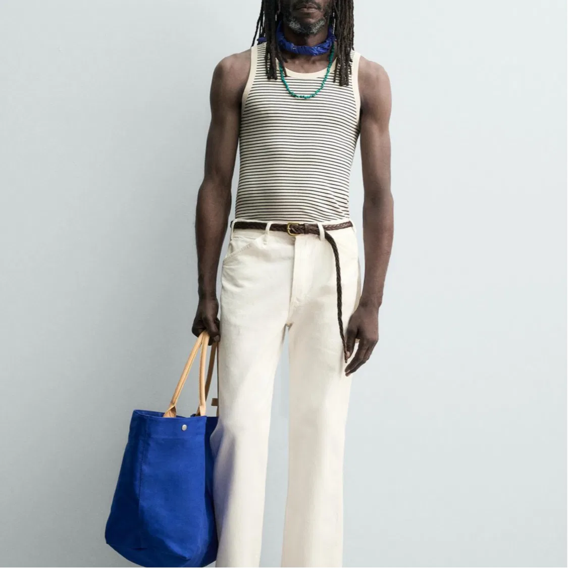 Мужская майка Aaron Levine, ZARA, Nude/Blue — фото 4