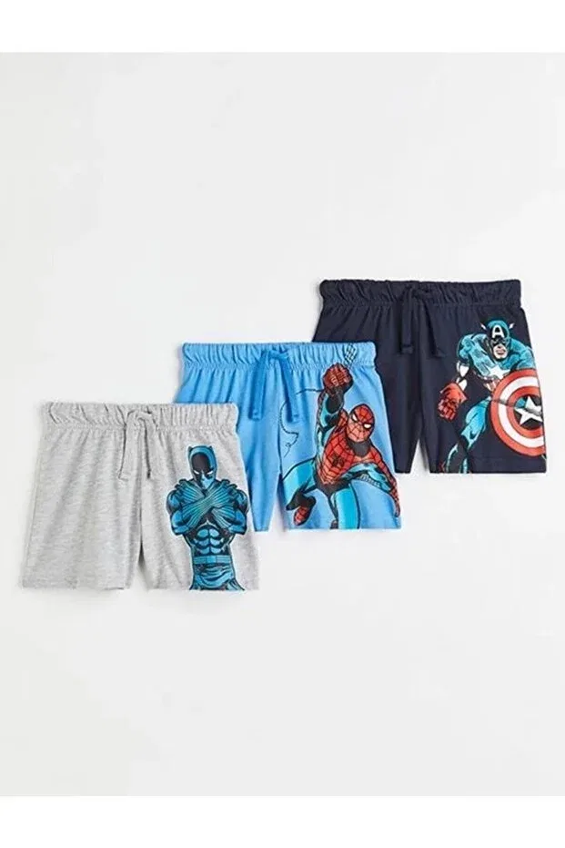 Детские шорты для мальчиков с принтом Marvel Character Pink Hippo Kids, Navy Blue — фото 3
