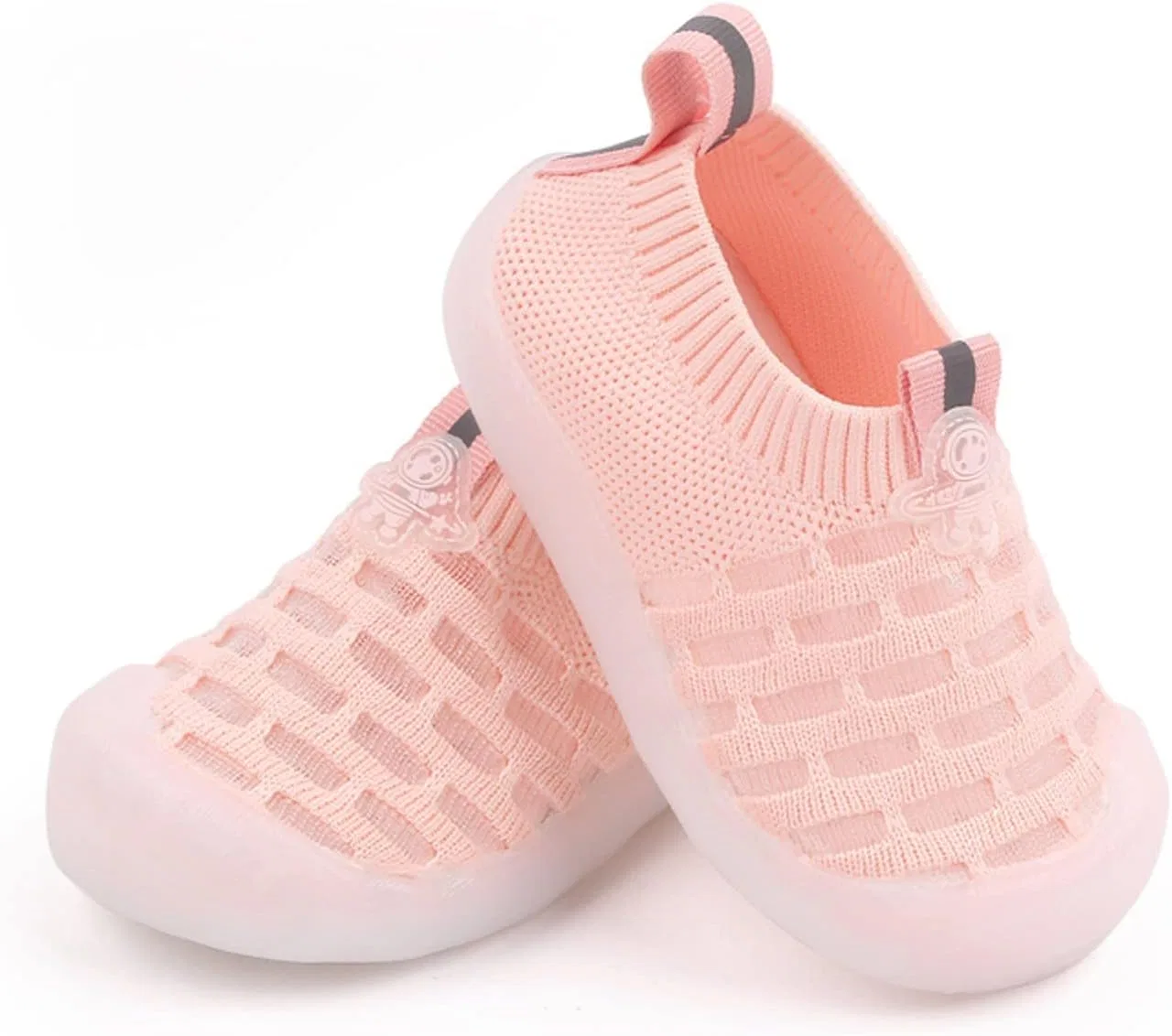 Детские кроссовки для девочек с помпонами из сетки, Pink — фото 4