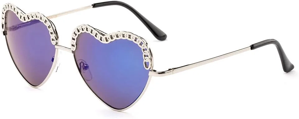 

Newbee Fashion - "Corazon" — уникальные легкие солнцезащитные очки с пружинными шарнирами и дизайном в форме сердца Newbee Fashion Sunglasses, Silver/Aqua