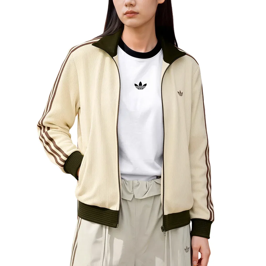 Мужская куртка Track Top Asia Sizing 'Cream White' adidas, Cream White — фото 3