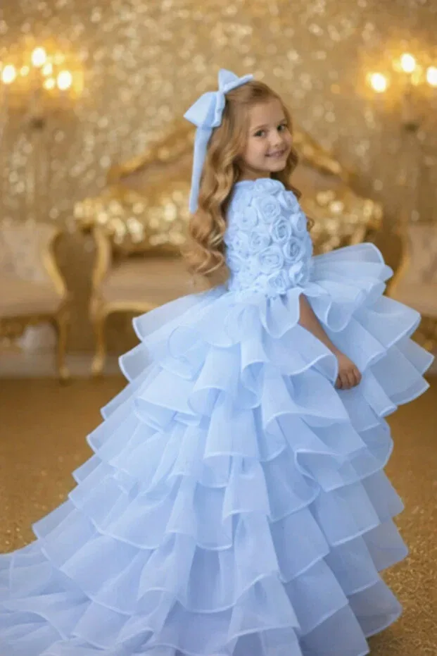Детское платье для девочек длинное с принтом Tomac, Baby Blue