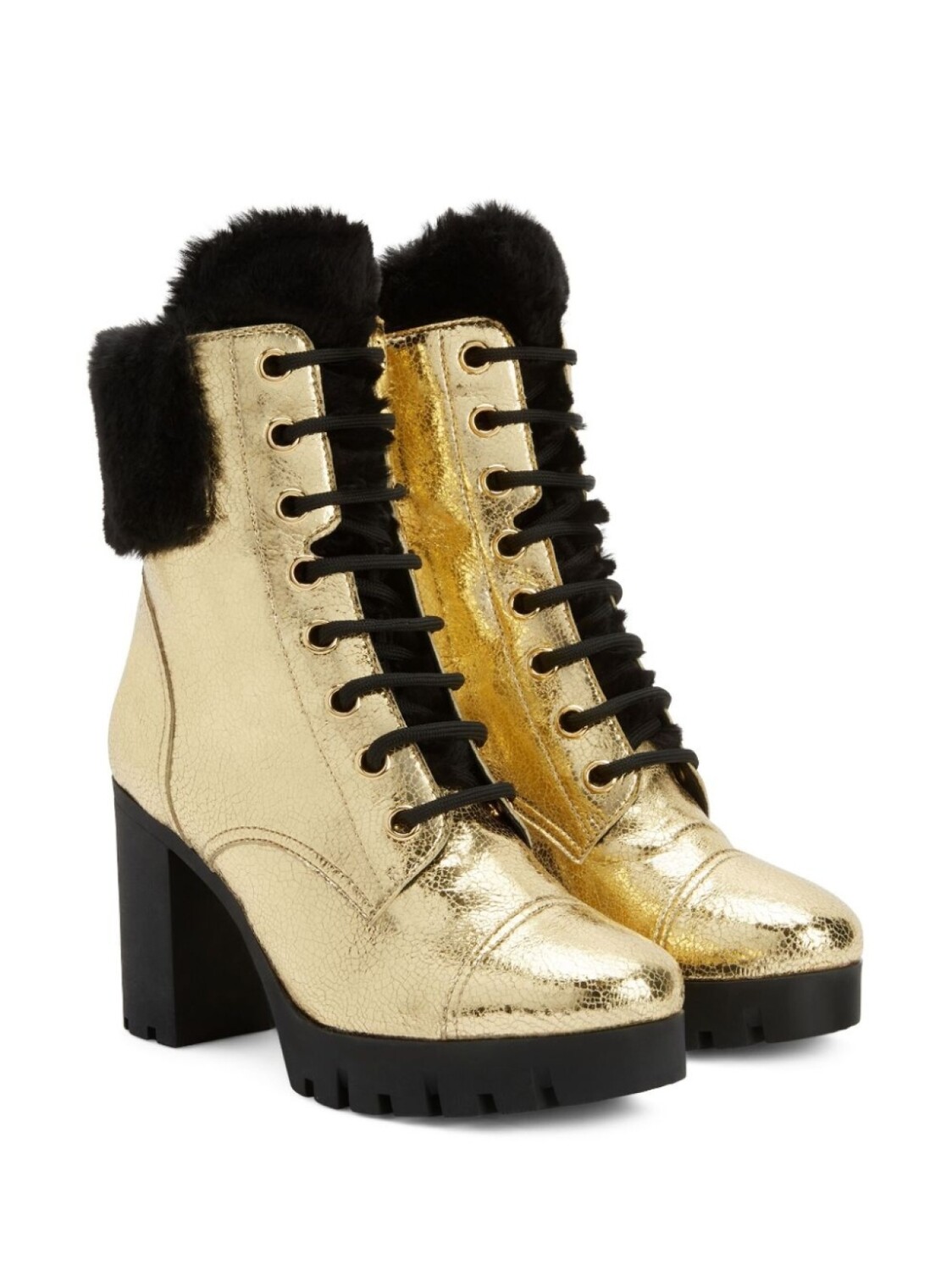 Giuseppe Zanotti ботильоны Moyra 90 с эффектом металлик, золотой — фото 2