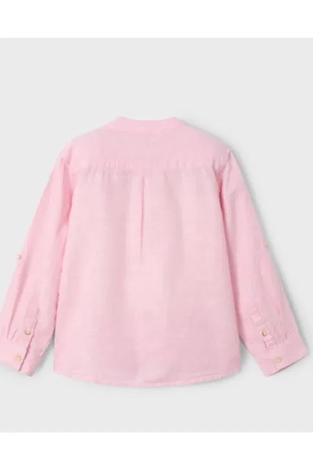 Детская рубашка для мальчиков с длинным рукавом Mandarin Collar Shirt Mayoral, Pink — фото 2