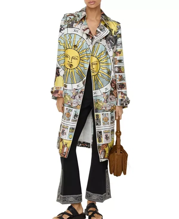 Женское пальто с принтом Foxfield Trench Burberry, Seaside Blue