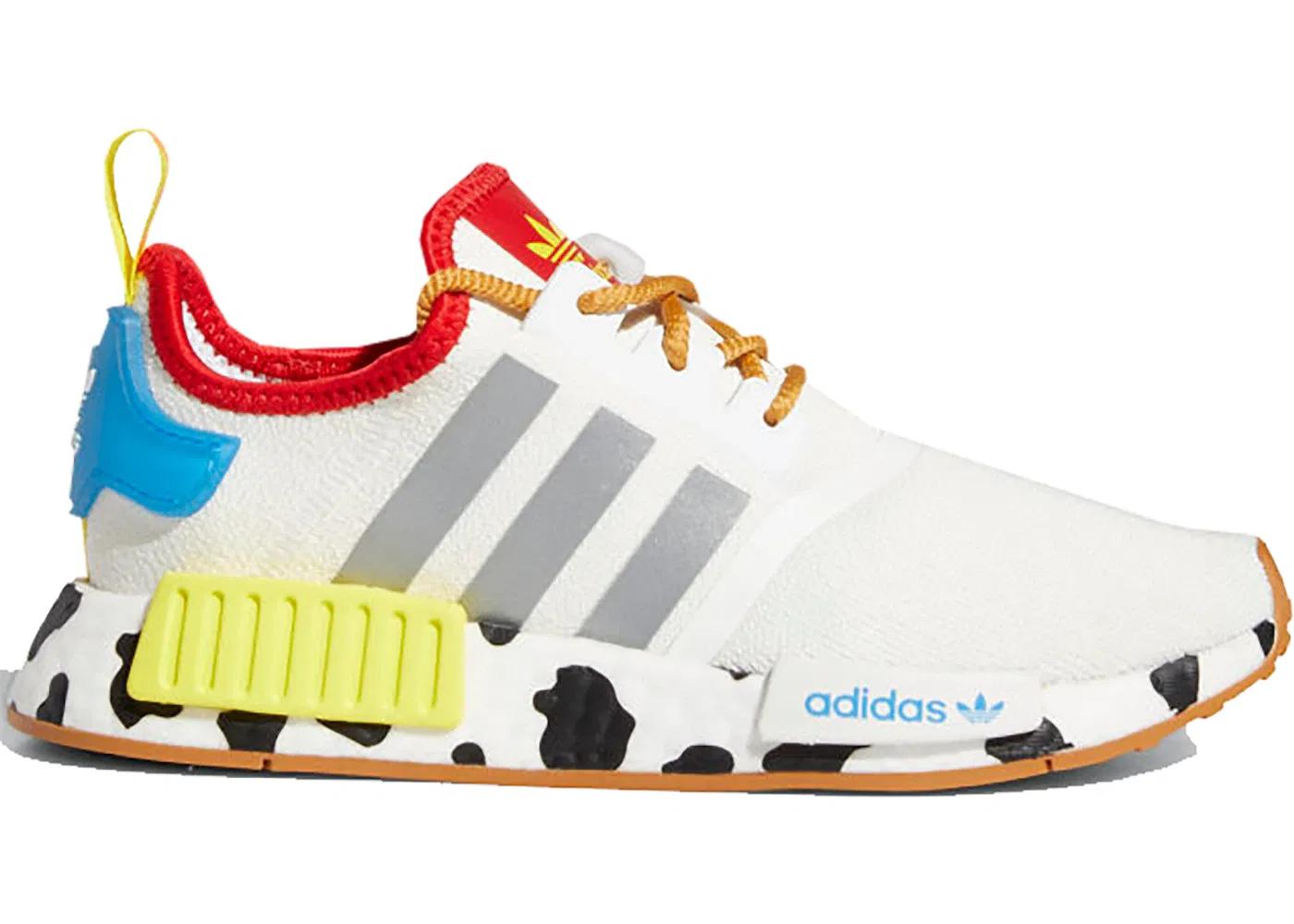 Детские кроссовки Lifestyle с принтом NMD R1 Adidas, Cloud White Silver Metallic Bright Yellow