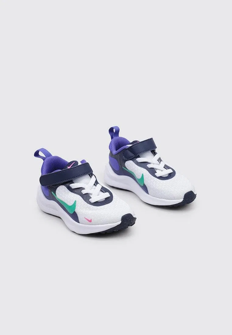 Детские кроссовки с эластичными шнурками Revolution 7 NIKE, White Stadium Green Persian Violet — фото 4