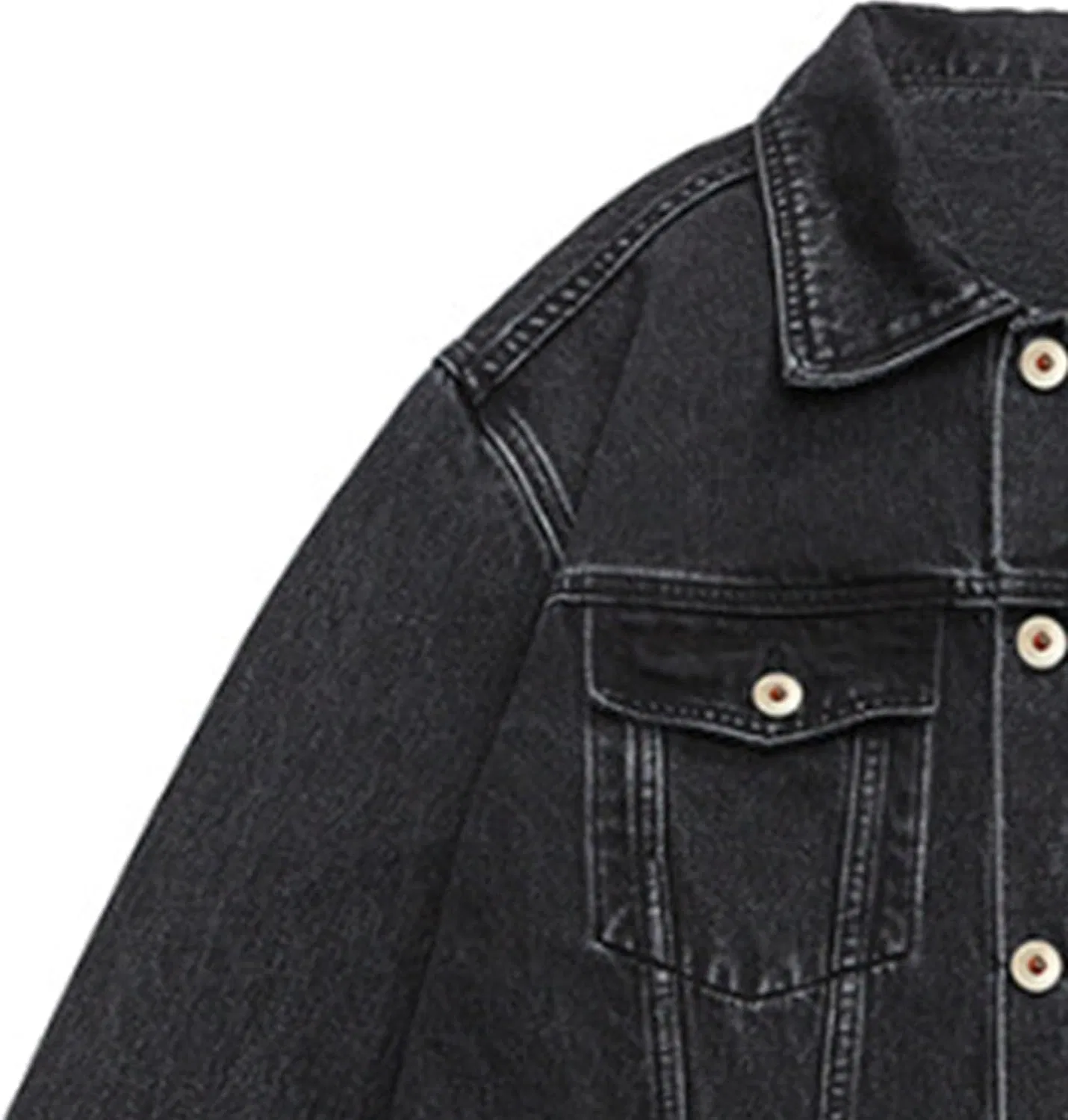 Мужская джинсовая куртка свободного кроя, Classic Slim Fit, чёрный — фото 4
