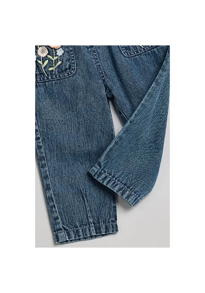 Джинсы с вышивкой на резинке mom fit R&B, синий — фото 4