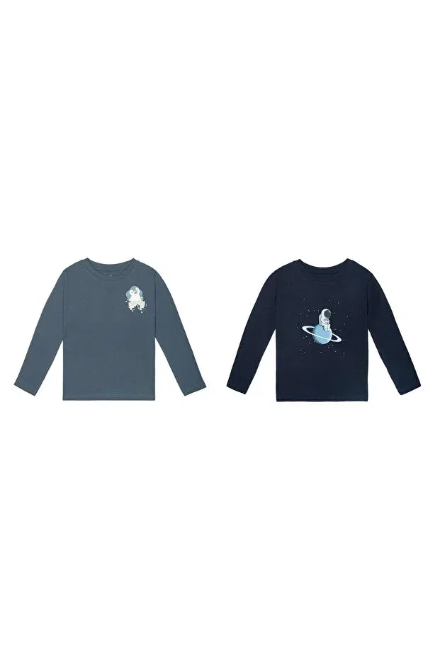 Детская футболка для мальчиков с принтом Molica Baby, Navy Blue — фото 3