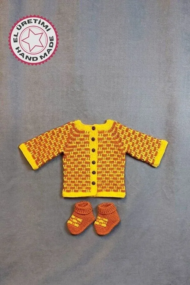 Детский кардиган для мальчиков с узором Uretti, Yellow-Terracotta